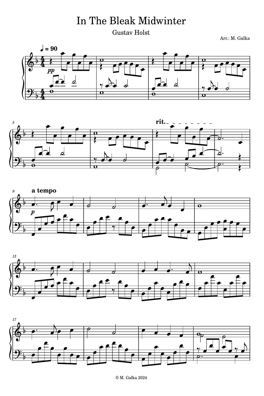 In The Bleak Midwinter Piano Solo scores gallery preview page 1