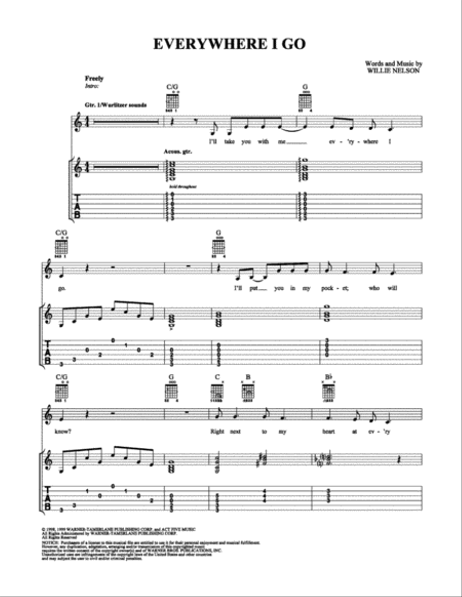 Everywhere I Go Electric Guitar scores gallery preview page 1