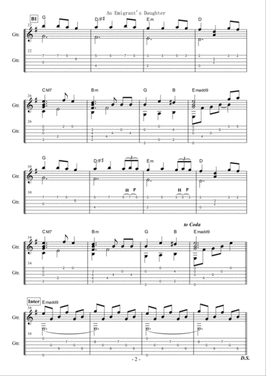 An Emigrant's Daughter (Fingerstyle guitar) Fingerpicking Guitar scores gallery preview page 2