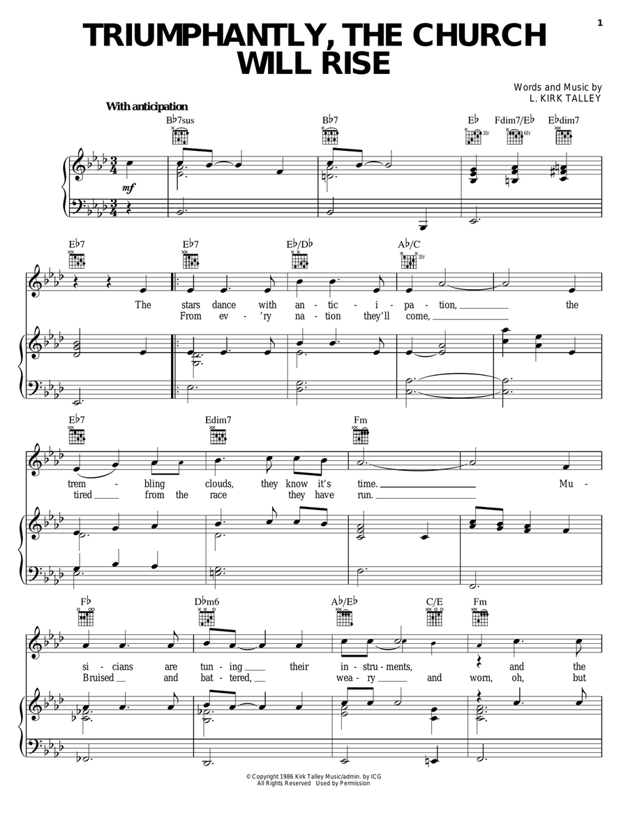 Triumphantly, The Church Will Rise Acoustic Guitar scores gallery preview page 1