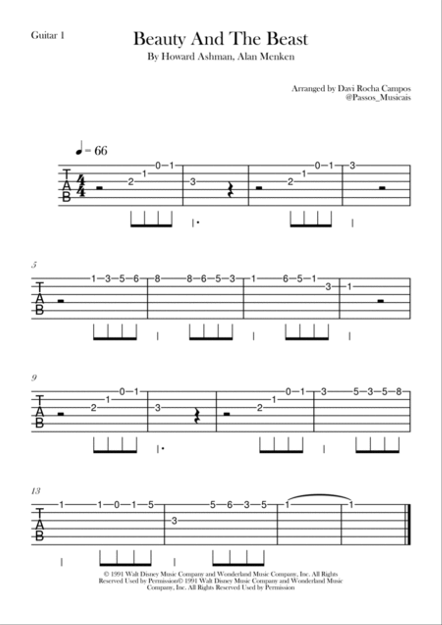 Beauty And The Beast Beauty And The Beast Electric Guitar scores gallery preview page 2