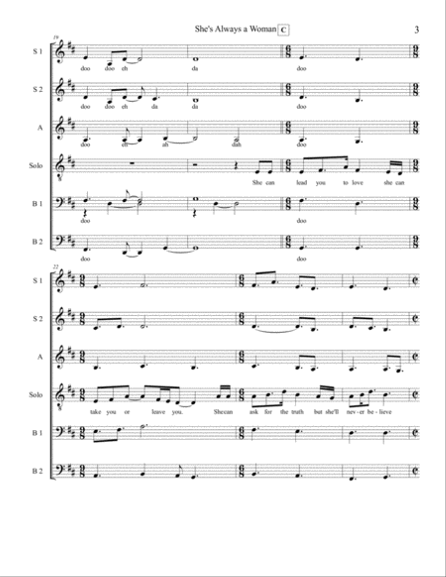 She's Always A Woman 4-Part scores gallery preview page 3