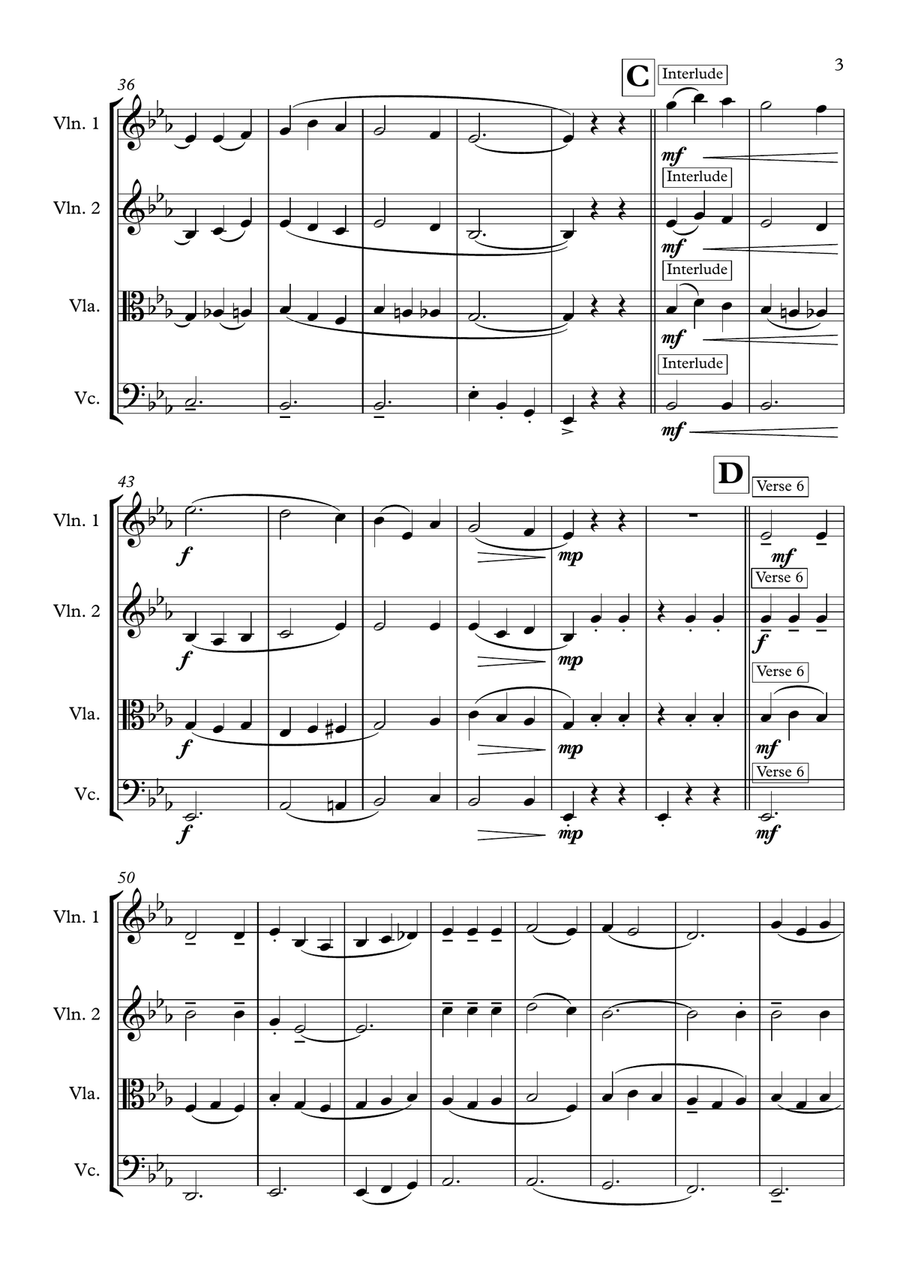 Eton Boating Song String Quartet scores gallery preview page 3
