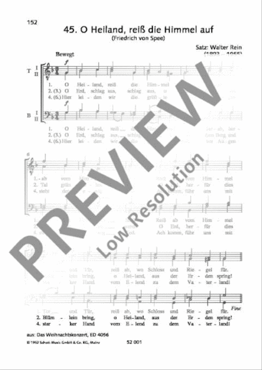 O Heiland, reiß die Himmel auf TTBB scores gallery preview page 2