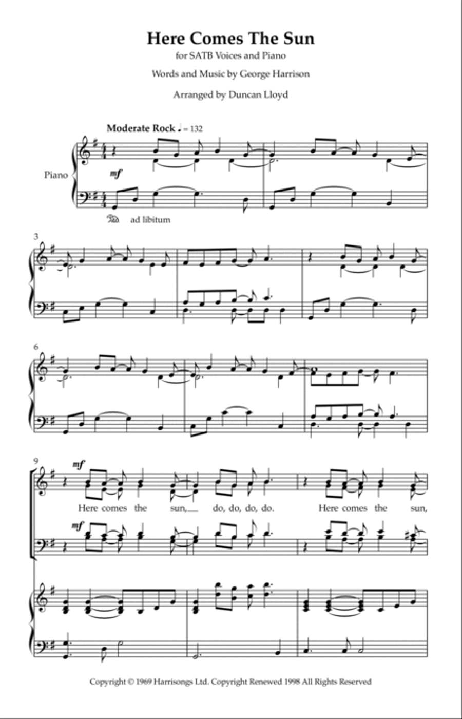 Here Comes The Sun 4-Part scores gallery preview page 2