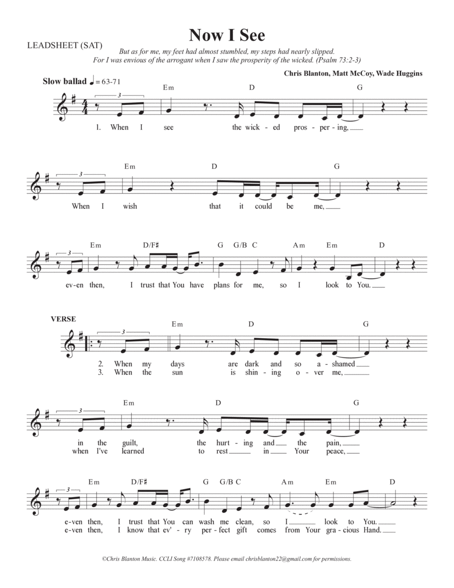 Now I See Now I See Piano scores gallery preview page 1