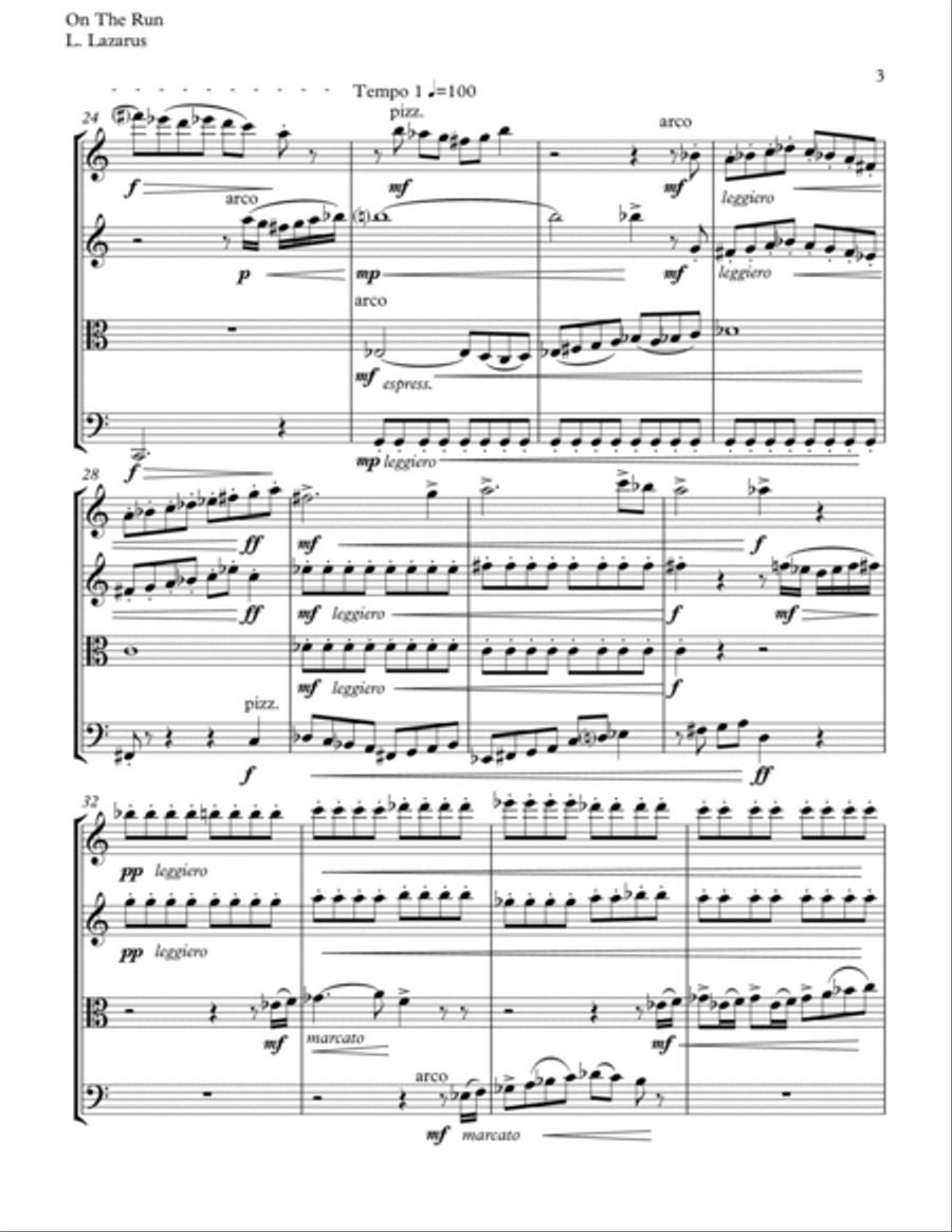 On The Run On The Run String Quartet scores gallery preview page 3