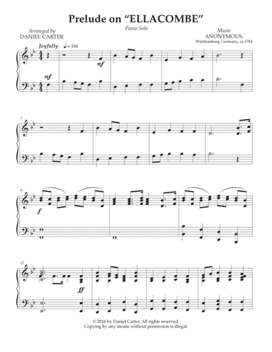 Prelude on ELLACOMBE Hymn Tune—Intermediate-Advanced Piano Solo image number null