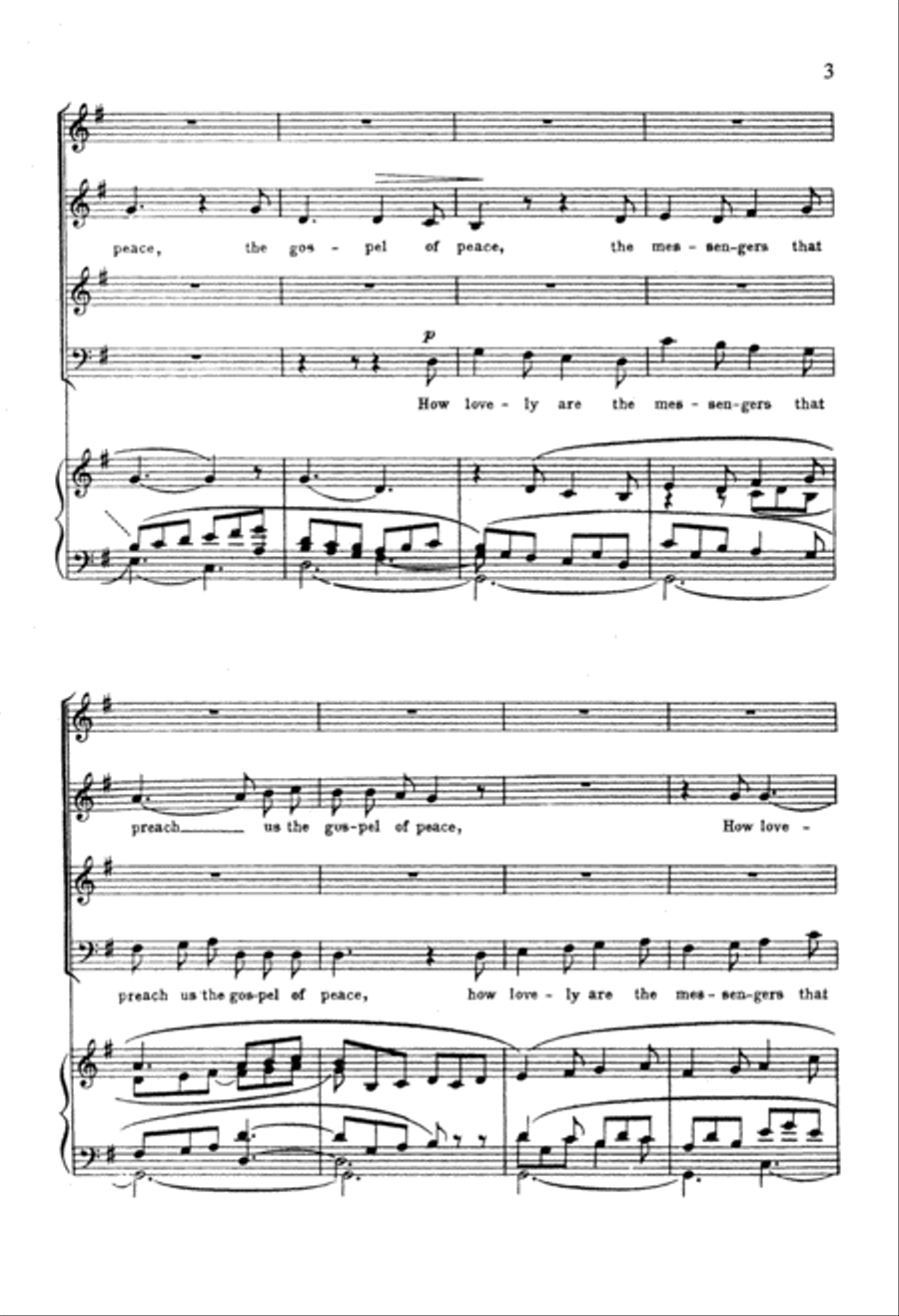 St. Paul: How Lovely Are the Messengers 4-Part scores gallery preview page 3