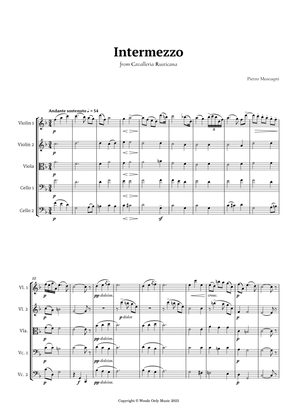 Intermezzo from Cavalleria Rusticana by Mascagni for String Quintet