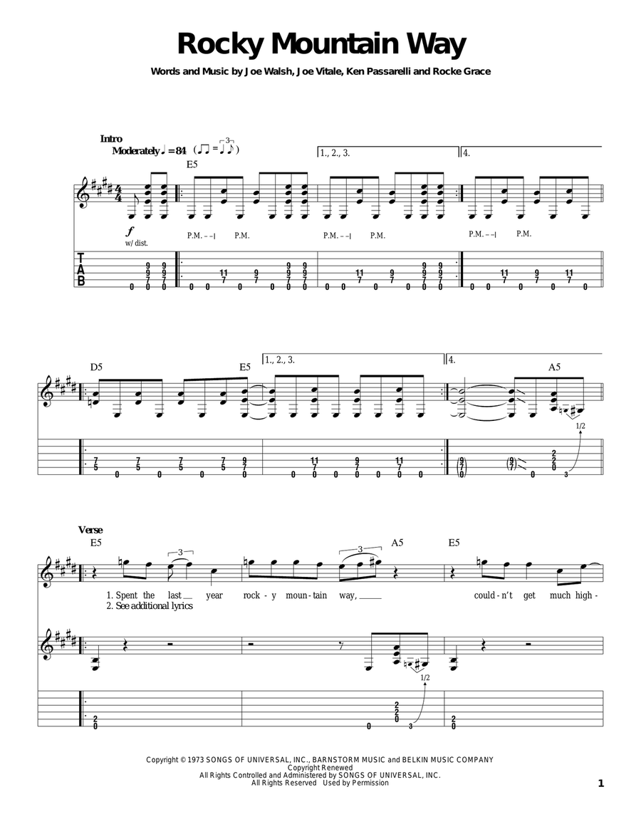 Rocky Mountain Way Acoustic Guitar scores gallery preview page 1