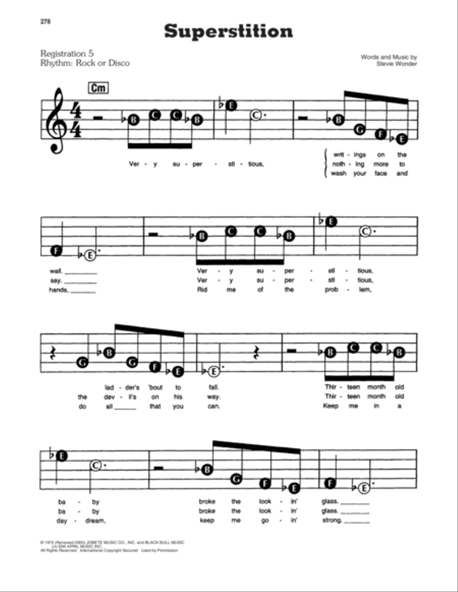 Superstition Superstition Electronic Keyboard scores gallery preview page 1