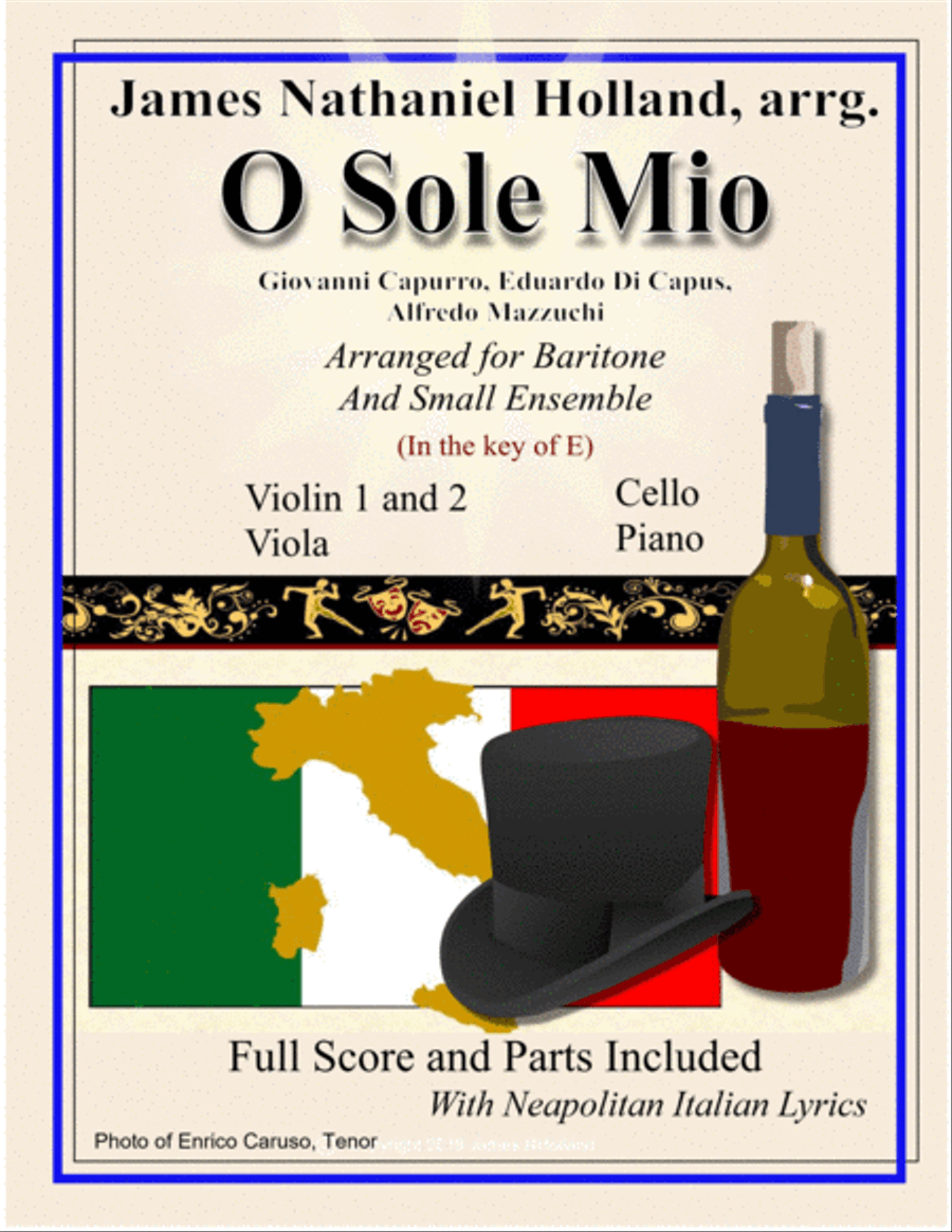 O Sole Mio Arranged for Baritone and Small Ensemble Key of E Small Ensemble scores gallery preview page 1