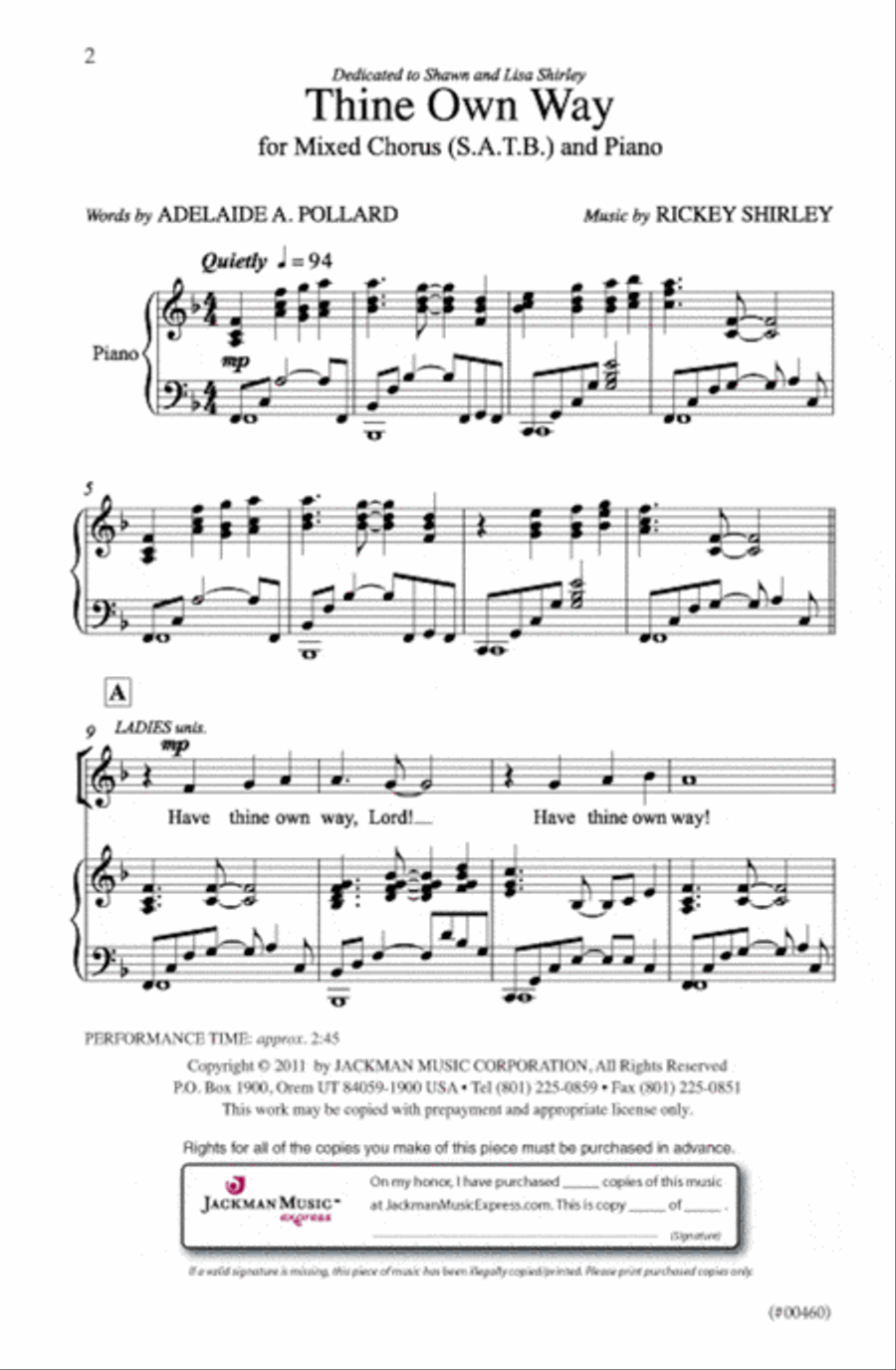 Thine Own Way - SATB 4-Part scores gallery preview page 2