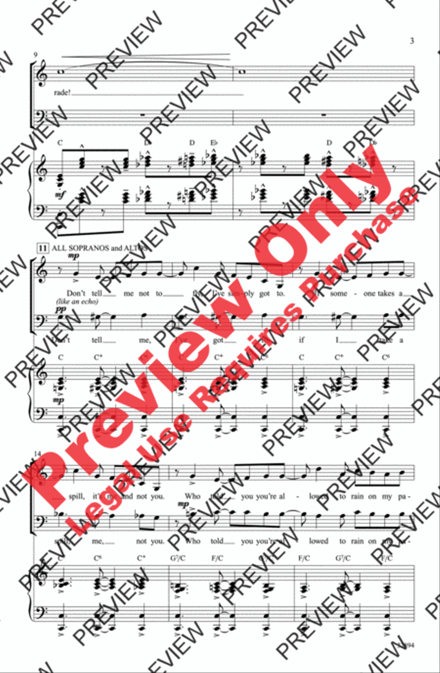 Don't Rain on My Parade 3-Part scores gallery preview page 3