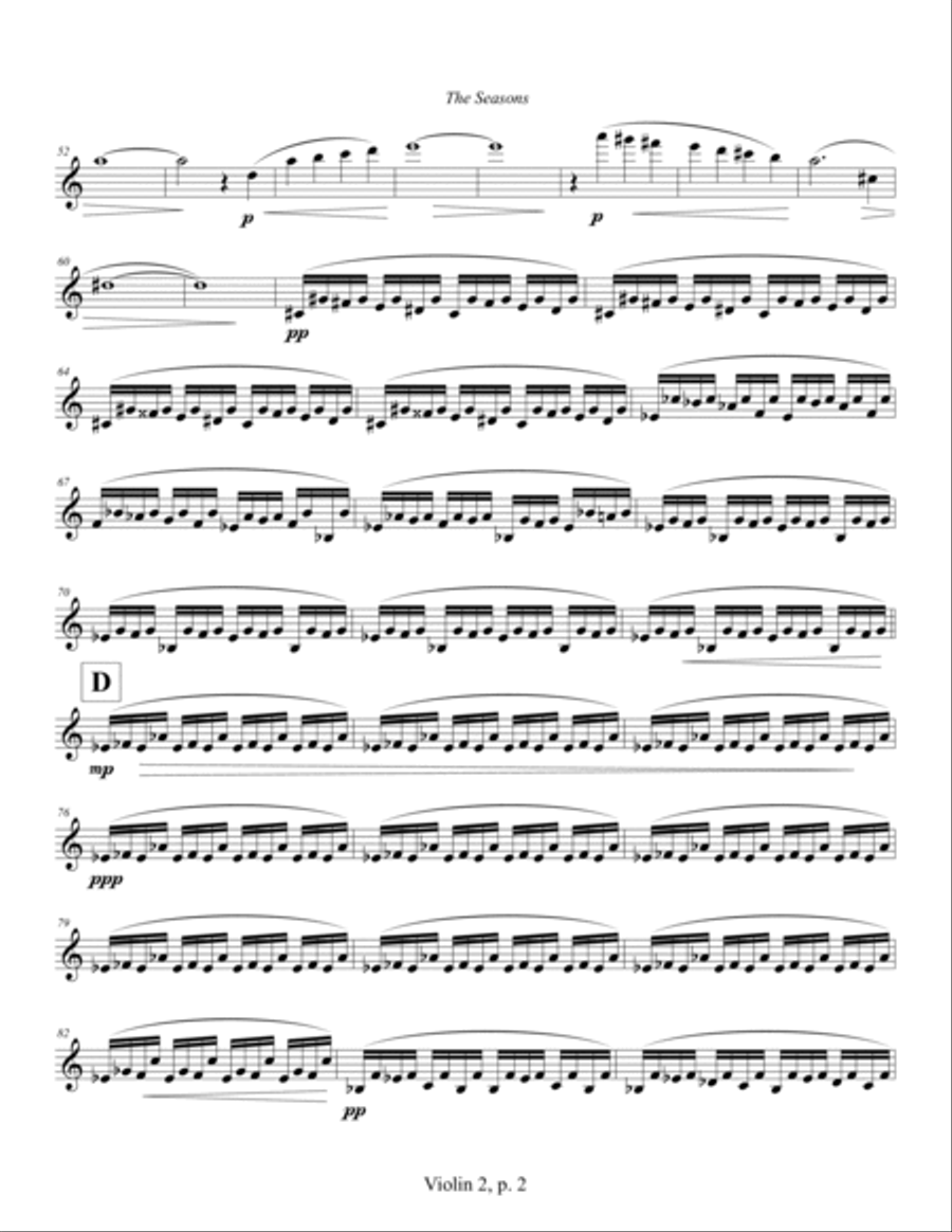 String Quartet No. 12 ... The Seasons (2010) Violin 2 String Quartet scores gallery preview page 2