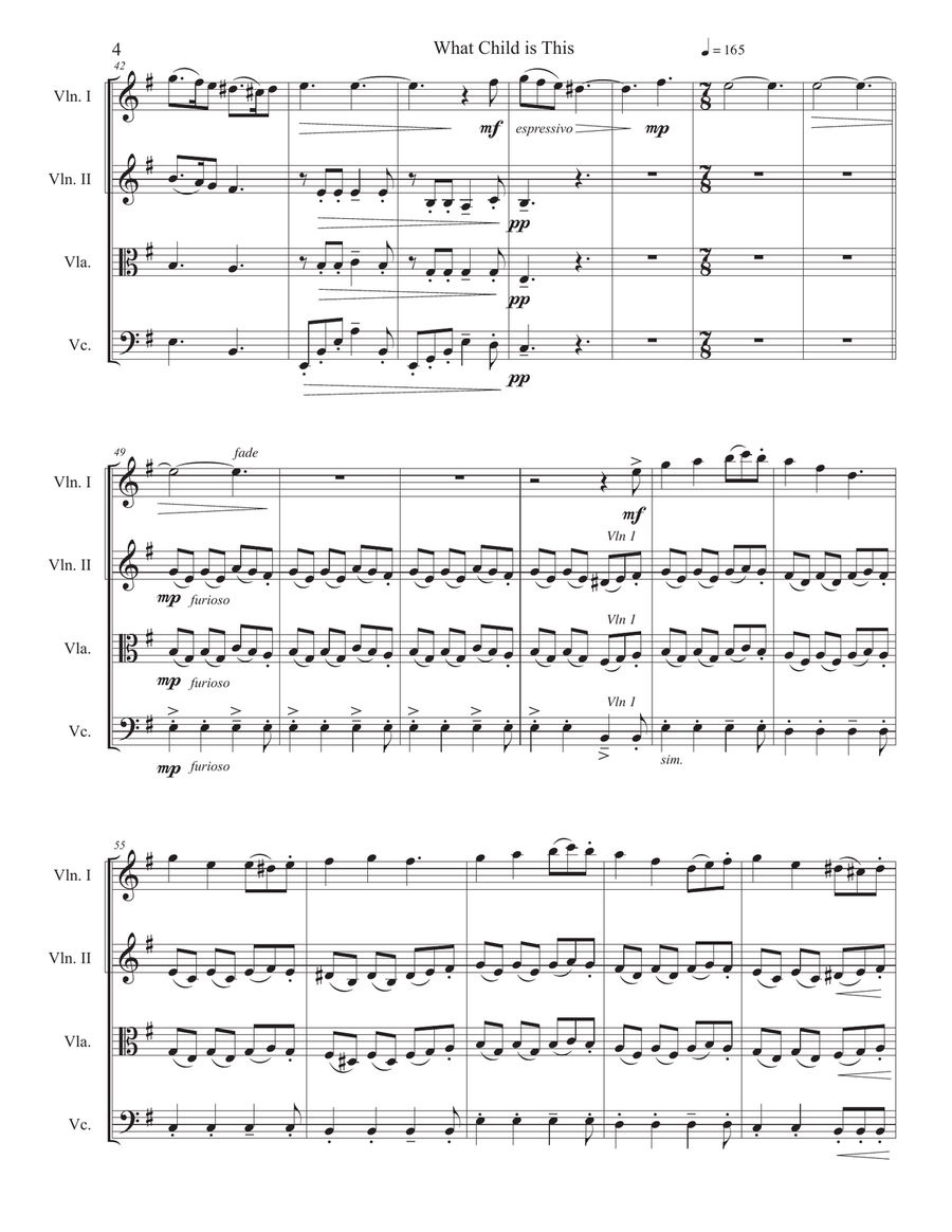 What Child is This - String Quartet String Quartet scores gallery preview page 4