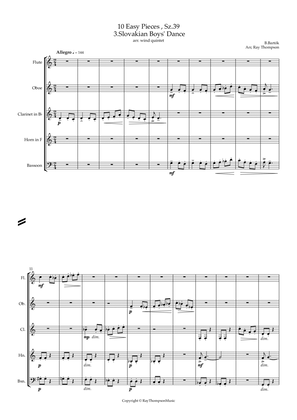 Book cover for Bartók: 10 Easy Pieces , Sz.39 3.Slovakian Boys' Dance - wind quintet