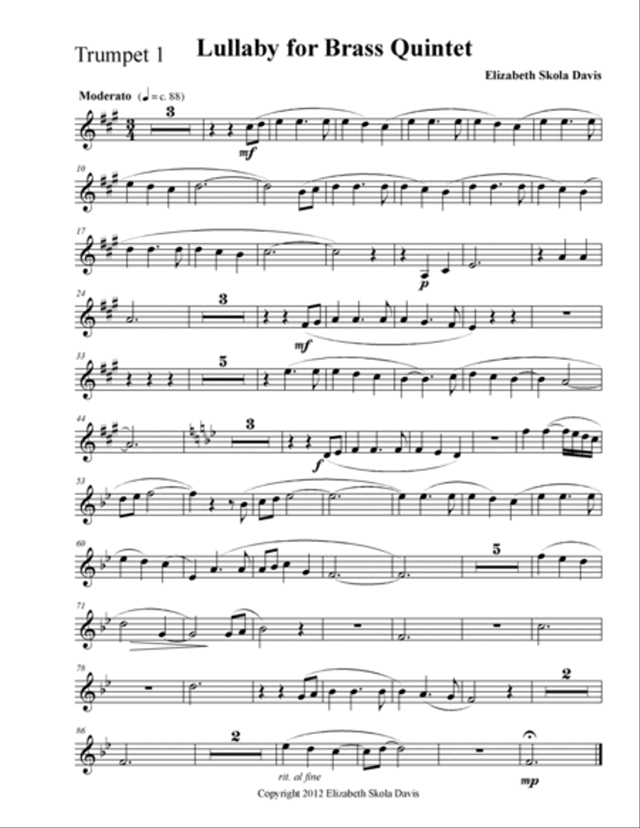 Lullaby for brass quintet Brass Quintet scores gallery preview page 5