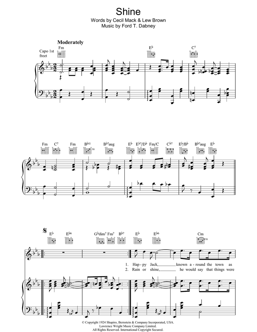 Shine Piano, Vocal, Guitar scores gallery preview page 1