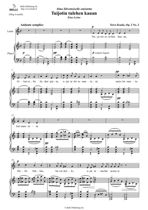 Tuijotin tulehen kauan, Op. 2 No. 2 (A minor)