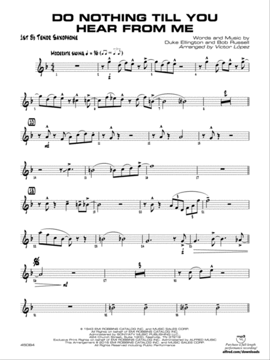 Do Nothing Till You Hear from Me: B-flat Tenor Saxophone Jazz Ensemble scores gallery preview page 1