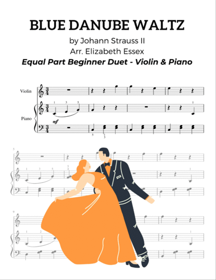 Blue Danube Waltz String Duet scores gallery preview page 2