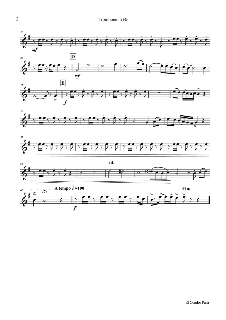 El Condor pasa - Peruvian Folk Song - Brass Quintet Brass Quintet scores gallery preview page 6