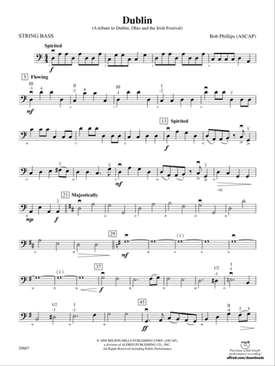 Dublin (A tribute to Dublin, Ohio and the Irish Festival): String Bass String Orchestra scores gallery preview page 1