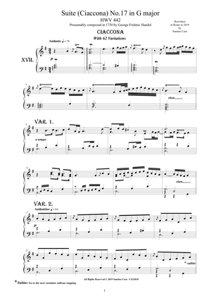 Handel - Piano Suite No.17 (Ciaccona with 62 variations) in G major HWV 442