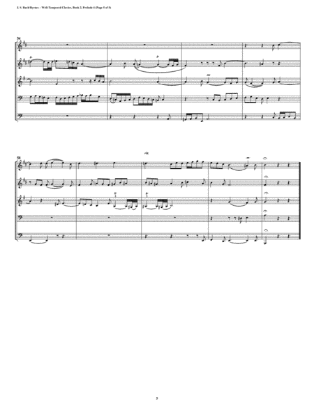 Prelude 04 from Well-Tempered Clavier, Book 2 (Conical Brass Quintet) image number null