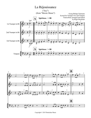 La Rejouissance (from "Heroic Music") (Eb) (Trumpet Trio, Timpani)