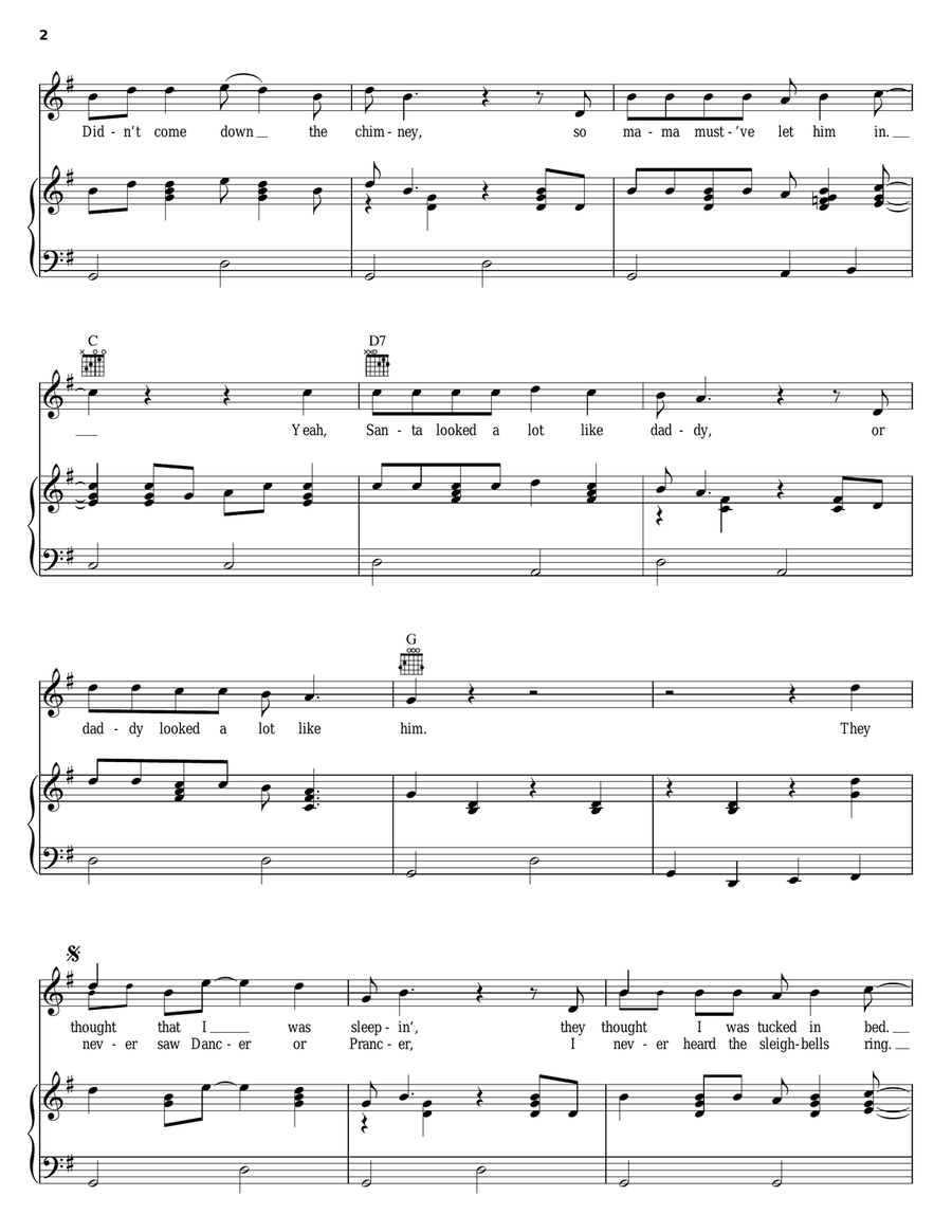 Santa Looked A Lot Like Daddy Piano, Vocal, Guitar scores gallery preview page 2