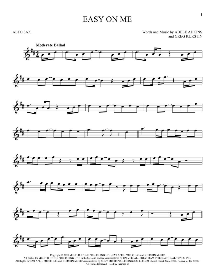 Easy On Me Easy On Me Alto Saxophone scores gallery preview page 1