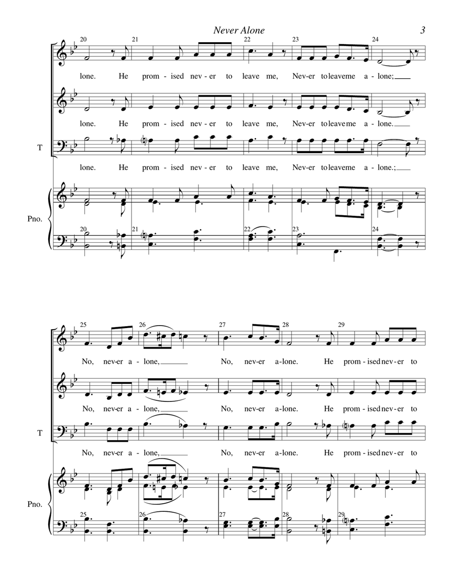 NEVER ALONE - No, Never Alone 3-Part scores gallery preview page 3