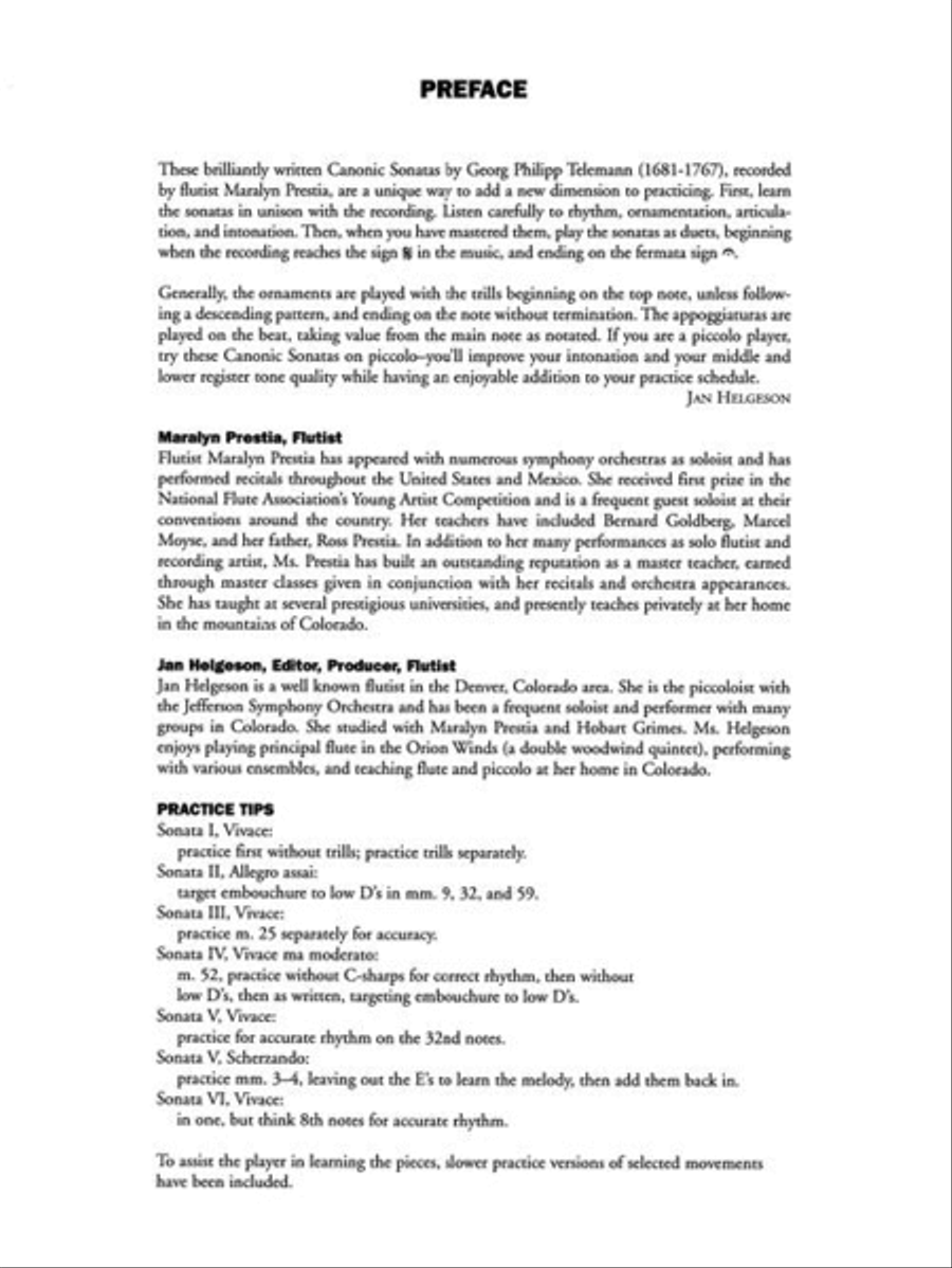 Telemann for Two Flute Solo scores gallery preview page 4