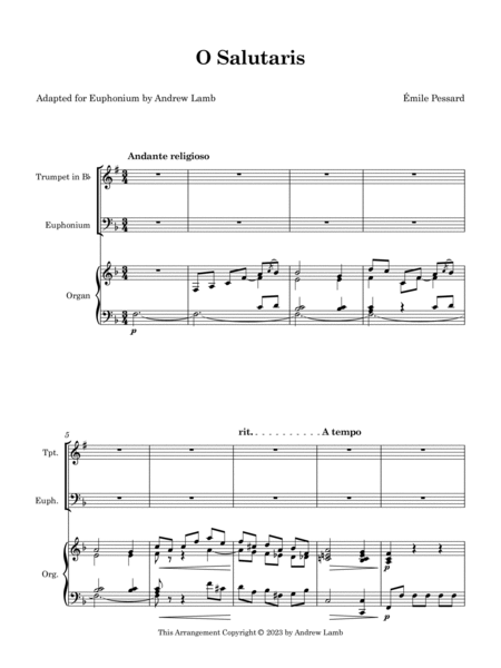 O Salutaris (Pessard arr. for Euphonium Solo) image number null