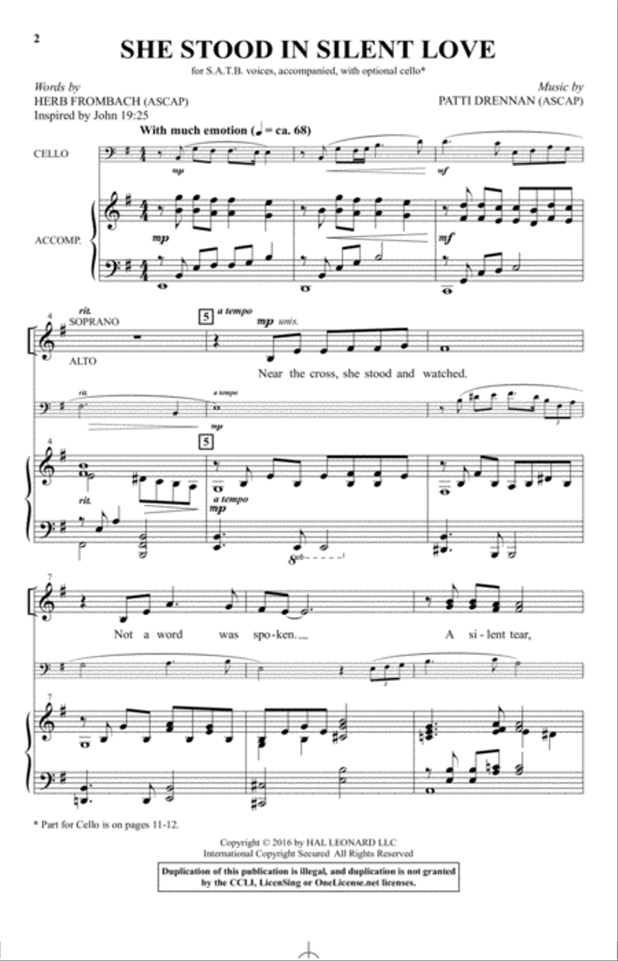 She Stood In Silent Love 4-Part scores gallery preview page 1