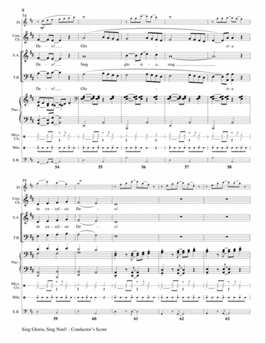 Sing Gloria, Sing Noel!-Raney-Conductor's Score, Flute, & Percussion-Digital Ver Unison Choir scores gallery preview page 8