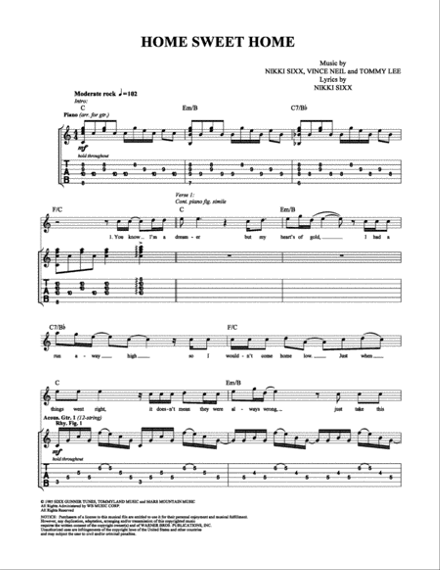 Home Sweet Home Home Sweet Home Electric Guitar scores gallery preview page 1