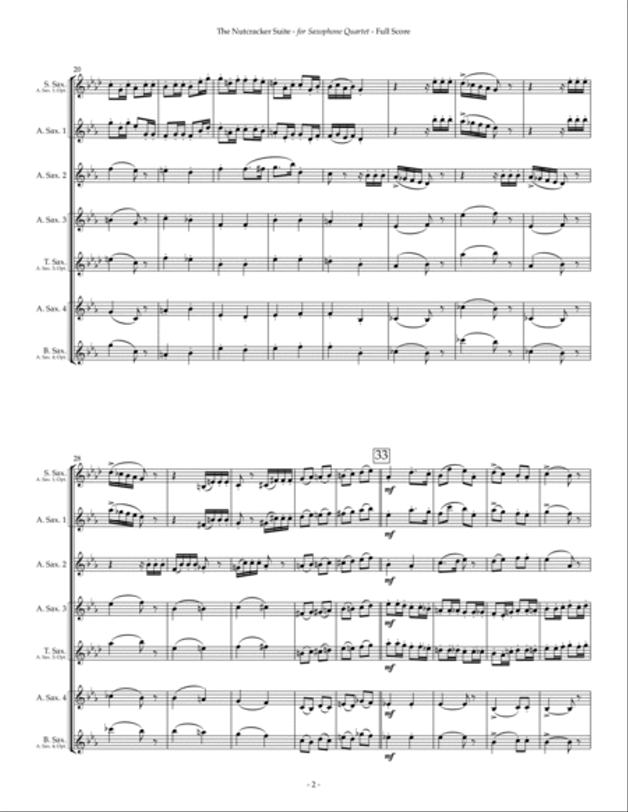 The Nutcracker Suite Saxophone Quartet scores gallery preview page 6