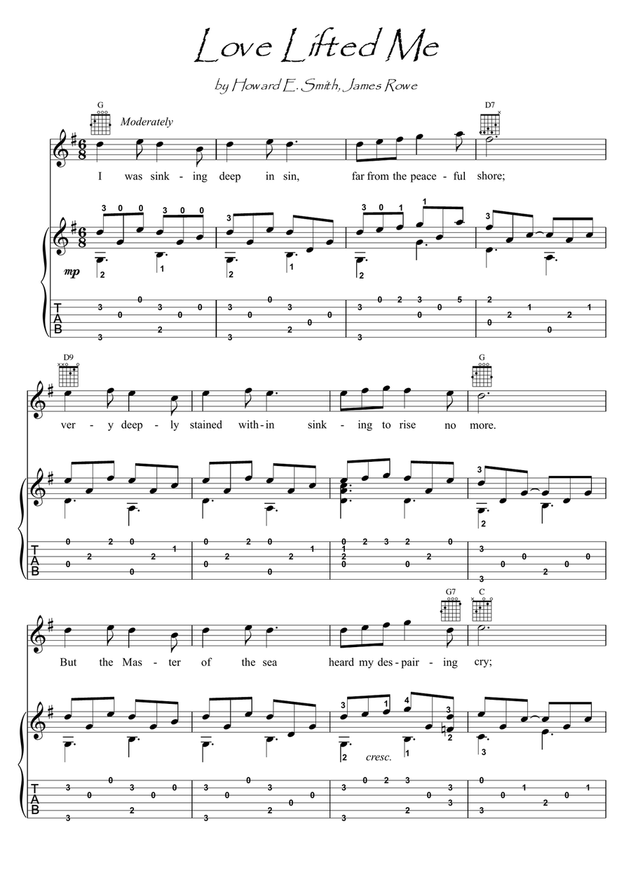Love Lifted Me guitar fingerstyle Acoustic Guitar scores gallery preview page 1