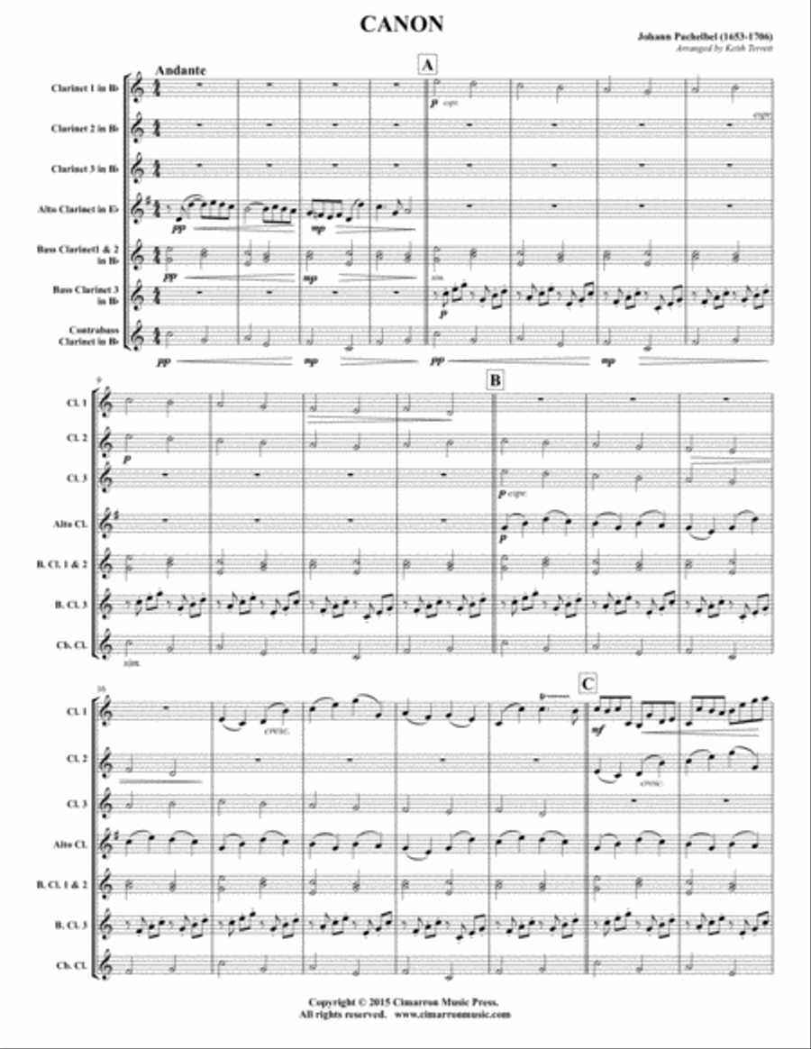 Canon Clarinet Choir scores gallery preview page 2