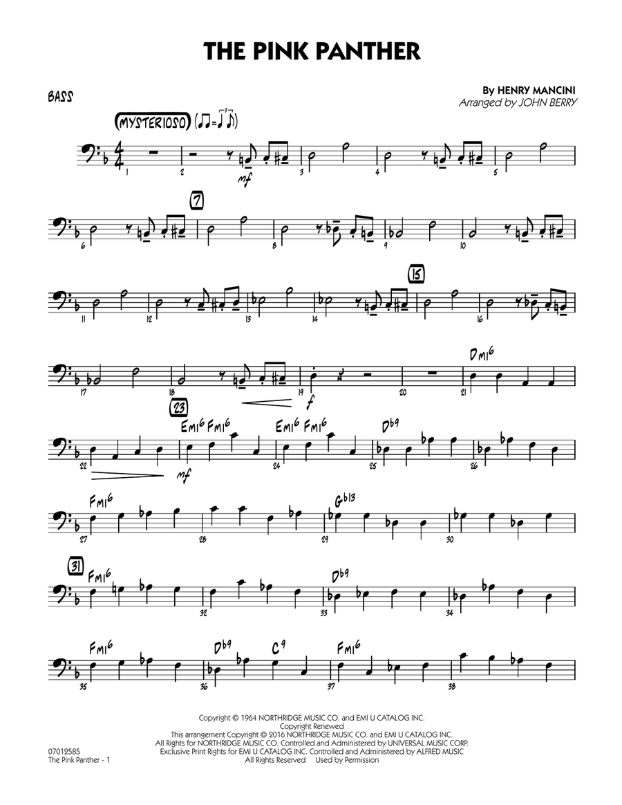 The Pink Panther - Bass The Pink Panther - Bass Jazz Ensemble scores gallery preview page 1