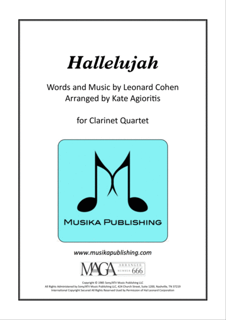 Hallelujah Clarinet Quartet scores gallery preview page 1