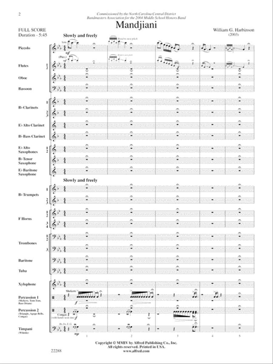 Mandjiani: Score Mandjiani: Score Concert Band scores gallery preview page 2