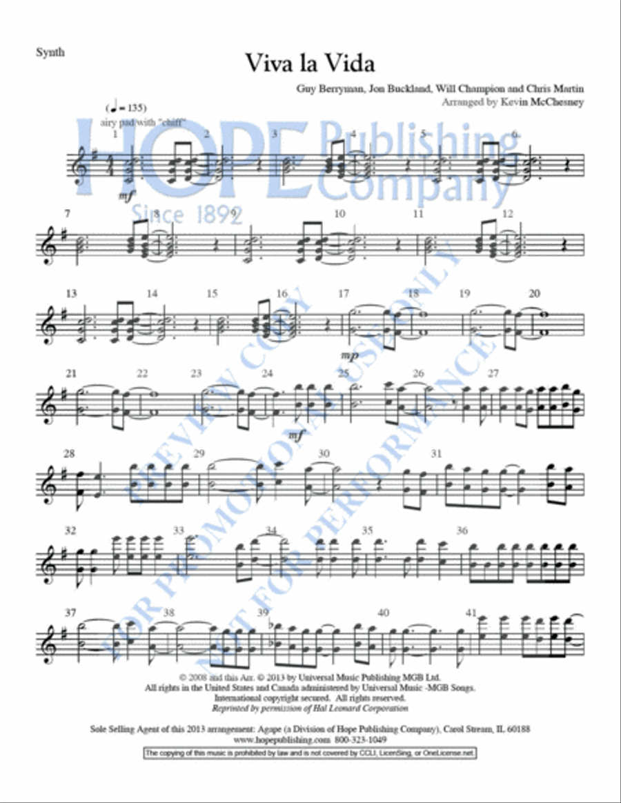Viva la Vida Viva la Vida 5-Octaves scores gallery preview page 8