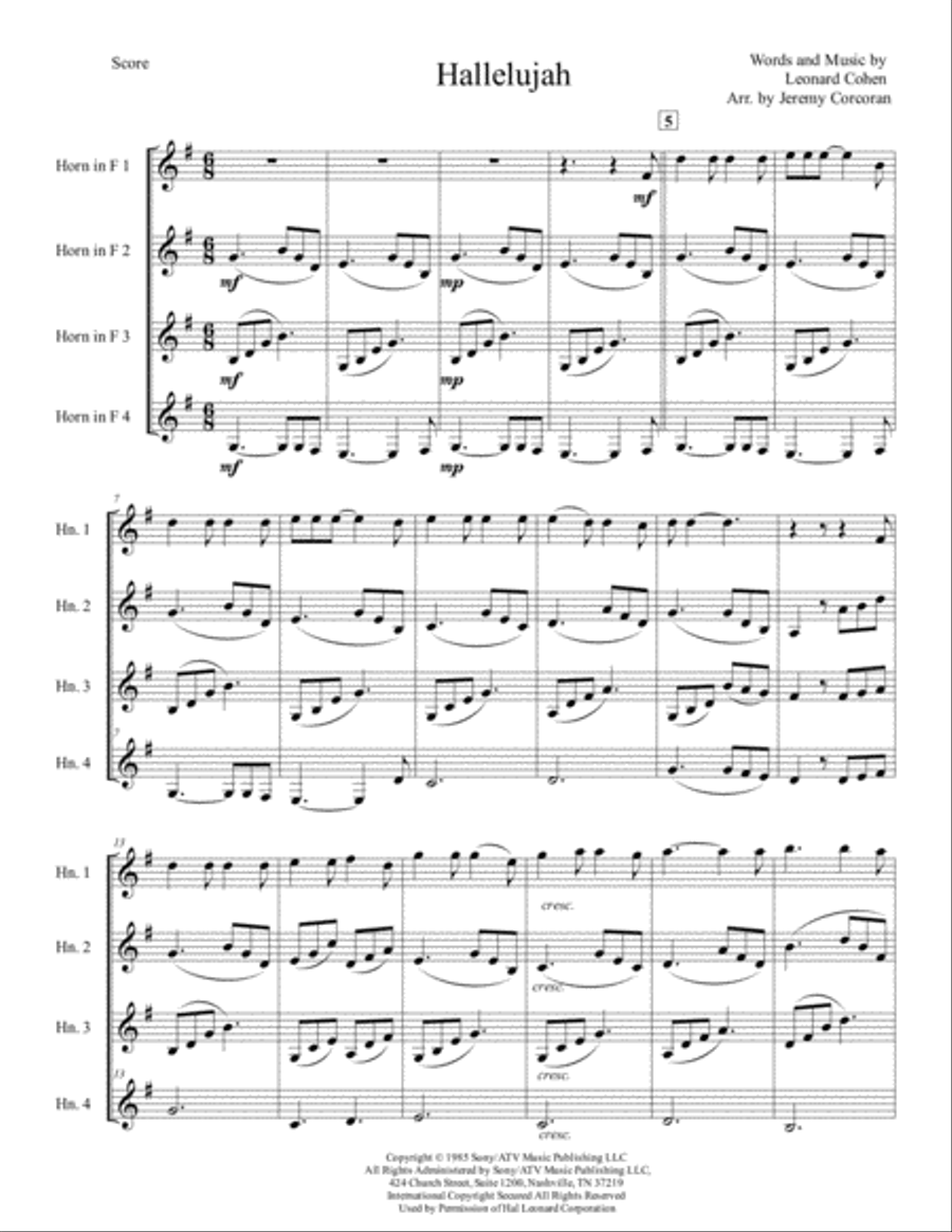 Hallelujah Hallelujah Brass Ensemble scores gallery preview page 2