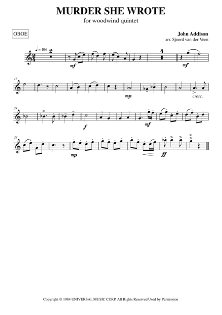 Murder, She Wrote Woodwind Quintet scores gallery preview page 4