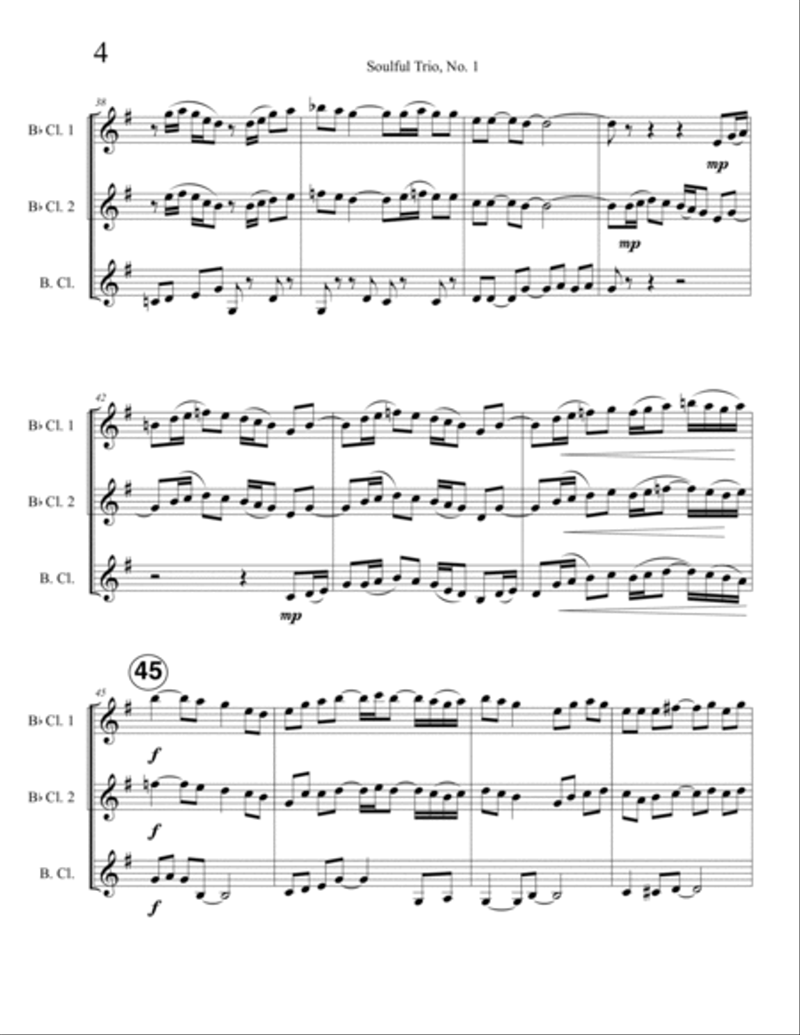 Soulful Trio, No. 1 (2 Bb clarinets and Bb bass clarinet) Woodwind Trio scores gallery preview page 6